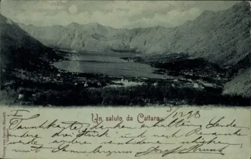 Mondschein Ak Kotor Cattaro Montenegro, Panorama, Bucht
