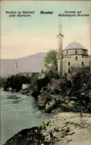 Ak Mostar Bosnien Herzegowina, Narenta mit Mehmedpaša Moschee