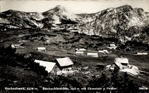 Ak Steiermark Österreich, Hochschwab, Almhütten auf Weide, weite Wiesenflächen, verstreute Gebäud