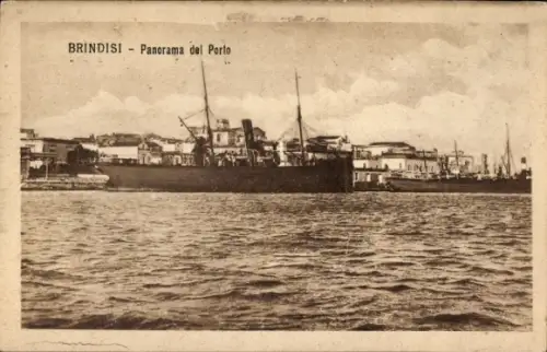 Ak Brindisi Puglia, Panorama, Hafen, Dampfer