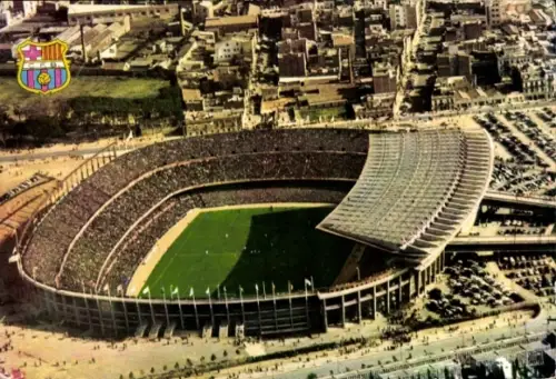 Ak Barcelona Katalonien Spanien, Estadio C. F. Barcelona, Stadion, Wappen des Vereins