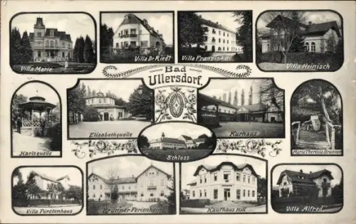 Ak Velké Losiny Bad Groß Ullersdorf Region Olmütz, Villen, Schloss, Kurhaus, Quellen, Kaufhaus