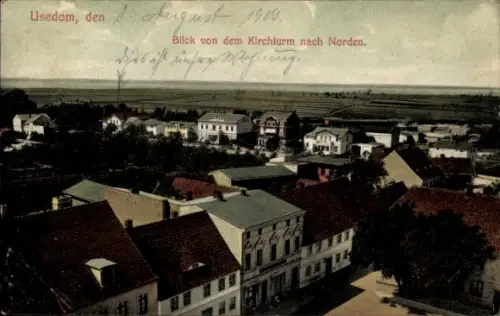 Ak Insel Usedom, Gesamtansicht, Kirchturm