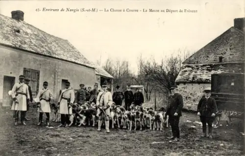 CPA Nangis Seine et Marne, La Chasse à Courre, La Meute au Départ de Frévent