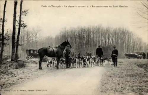 Ak Tronçais Allier, Foret, La chasse a courre, Le rendez vous au Rond Gardien