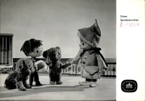 Ak Unser Sandmännchen, Sandmann, DDR Kinderfernsehen, Kind, Teddybären