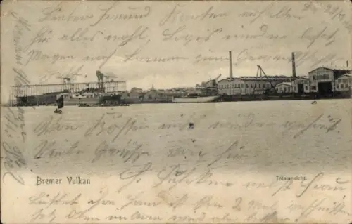 Ak Vegesack Hansestadt Bremen, Bremer Vulkan, Totalansicht, Werftgelände