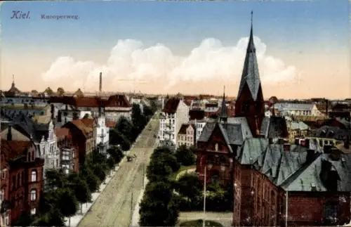 Ak Kiel in Schleswig Holstein, Blick auf den Knooperweg, Kirche