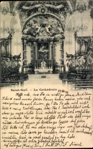 Ak Sankt Gallen Stadt Schweiz, Inneres der Kathedrale