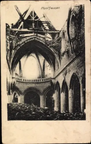 Ak Montfaucon Doubs, zerstörte Kirche