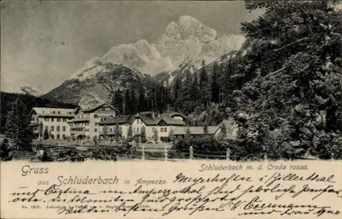 Ak Carbonin Schluderbach Toblach Dobbiaco Südtirol, Teilansicht, Croda Rossa, Ampezzo
