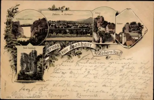 Litho Saverne Zabern Elsass Bas Rhin, Château du Haut-Barr, Burg Hohbarr, Panorama