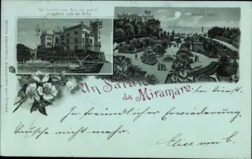 Mondschein Litho Triest Trieste Friuli Venezia Giulia, Schloss Miramar