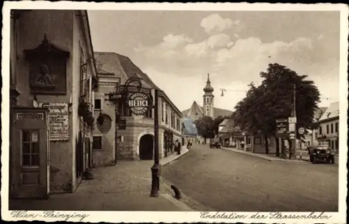Ak Wien 19 Döbling Grinzing, Endstation der Straßenbahn