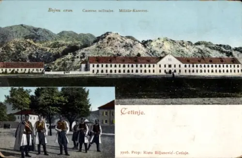 Ak Цетиње Cetinje Montenegro, Militär-Kaserne, Soldaten in Uniform, Cetinje
