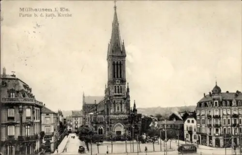 Ak Mulhouse Mülhausen Elsass Haut Rhin, Katholische Kirche