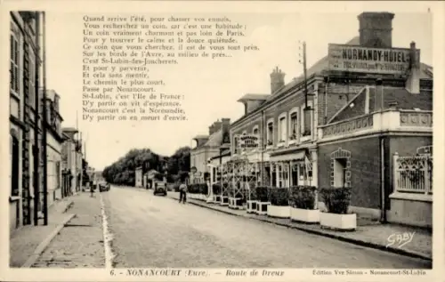 CPA Nonancourt Eure, Route de Dreux, Normandy Hotel