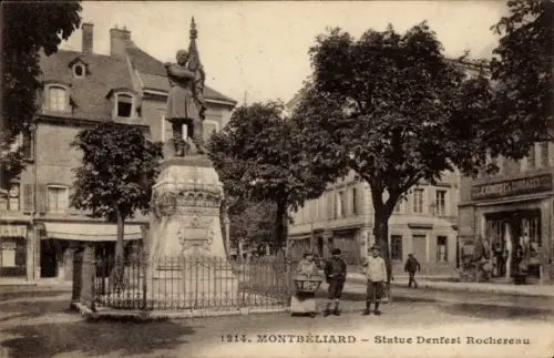 CPA Montbéliard Doubs, Statue Denfert-Rochereau