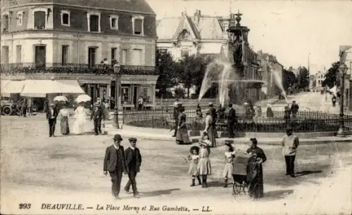 Ak Deauville Calvados, Place Morny et rue Gambetta
