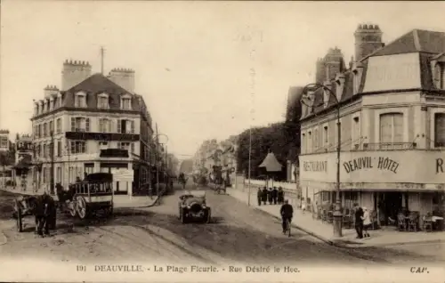 Ak Deauville La Plage Fleurie Calvados, Rue Desire le Hoc, Deauville Hotel