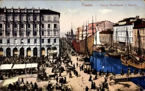 Ak Triest Trieste Friuli Venezia Giulia, Piazza Ponterosso e Canale