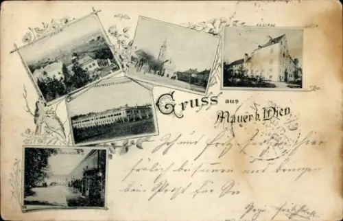 Ak Wien 23 Liesing Mauer, Gesamtansicht, Kirche, Straßenpartie, Kaserne