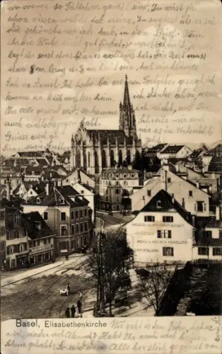Ak Basel Stadt Schweiz, Teilansicht, Elisabethenkirche