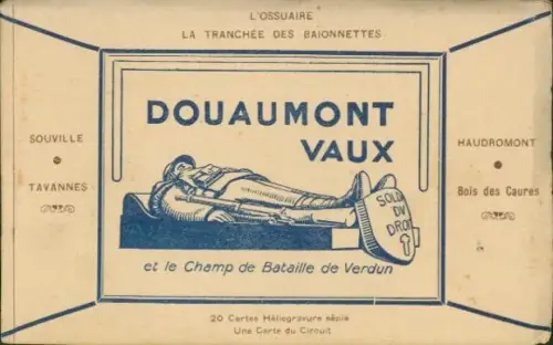 19 Ak im Umschlag Verdun Meuse, Bataille de Verdun, Schlacht 1916, Douaumont Vaux