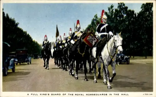 Ak London England, Eine vollständige Königswache der Royal Horsequards in der Mall