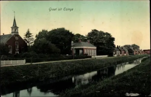 Ak Ezinge Groningen, Straßenpartie, Kanal