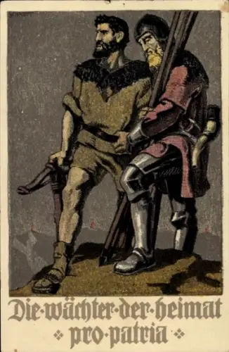 Ganzsachen Künstler Ak Schweizer Bundesfeier 1910, Die Wächter der Heimat, Pro Patria, Tell