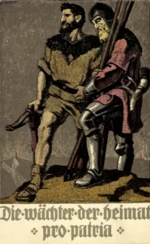 Ganzsachen Künstler Ak Schweizer Bundesfeier 1910, Die Wächter der Heimat, Pro Patria, Tell