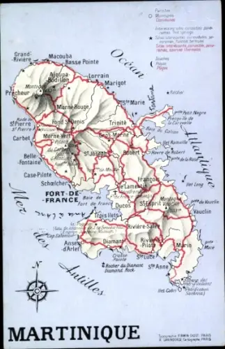 Landkarten CPA Martinique, Fort de France, Ocean Atlantique