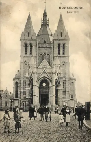 Ak Bon Secours Bonsecours Péruwelz Hennegau,  Kirche, Vorderseite