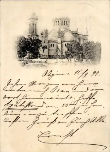 Ak Bouzareah Algier Alger Algerien, Notre-Dame d'Afrique,  Basilika mit Kuppeln und Glockenturm