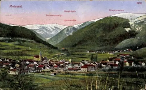 Ak Metzeral haut Rhin, Ort mit Burgköpfle, Steinabräck