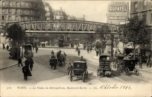 Ak Paris XVIII, Viaduc du Metropolitain, Boulevard Barbès