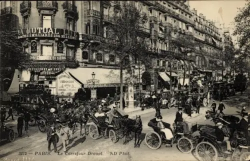 Ak Paris IX, Paris, Carrefour Drouot, Mutual Life (Schild), ND Phot. Nr.3275