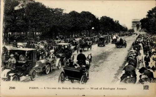 Ak Paris XVIe, Avenue Bois de Boulogne, Arc de Triomphe