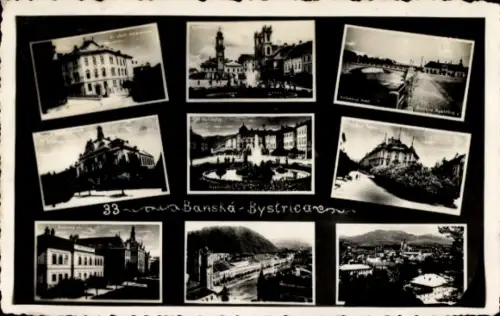 Ak Banská Bystrica Besztercebánya Neusohl Slowakei,  Mehrbildkarte 33, Stadtansichten