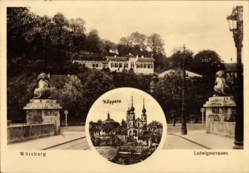 Ak Würzburg am Main Unterfranken,  Käppele, Ludwigsterrassen