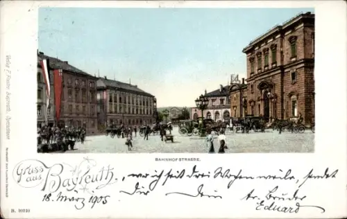 Ak Bayreuth in Oberfranken, Blick in die Bahnhofstraße