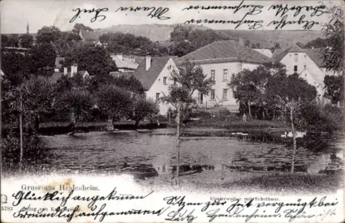 Ak Heidenheim Mittelfranken, Klosterweiher mit Schule