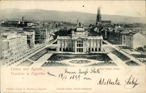 Ak Zagreb Kroatien, Franz Josefs Platz