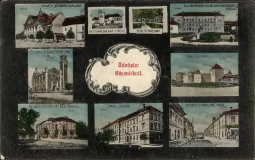 Ak Kežmarok Kesmark Slowakei, Donáth Szálló, Új evangélikus templom, Katolikus templom, Temető, T