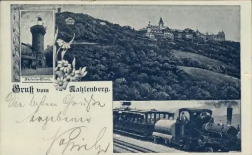 Ak Wien 19 Döbling Österreich, Kahlenberg, Stefaniewarte, Bergbahn