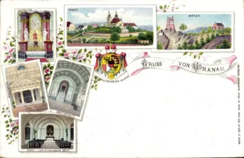 Litho Vranov u Brna Wranau Südmähren, Kloster, Altar, Gruft