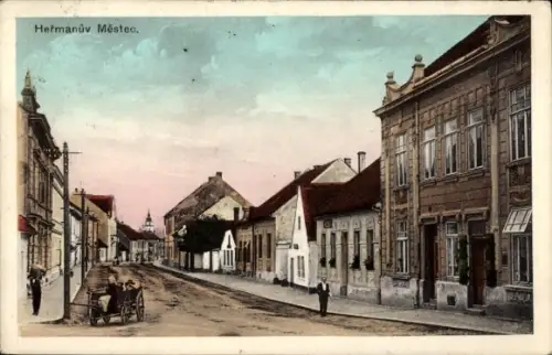 Ak Heřmanův Městec Heřmanměstetz Hermannstädtel Region Pardubice, Straßenpartie