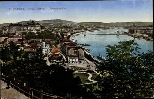 Ak Budapest Ungarn, Donauansicht