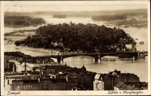 Ak Margitsziget Margareteninsel Budapest Ungarn, Panorama